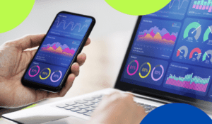 Analytics displaying on phone and laptop.