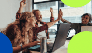 App developers celebrating an app launch.