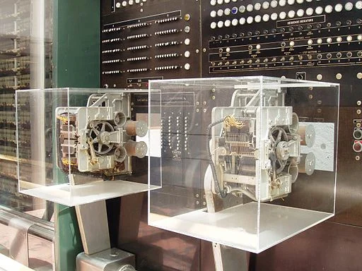 Historic image of the Harvard Mark I computer showing input-output modules