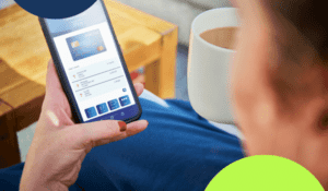 User making bank transfers.